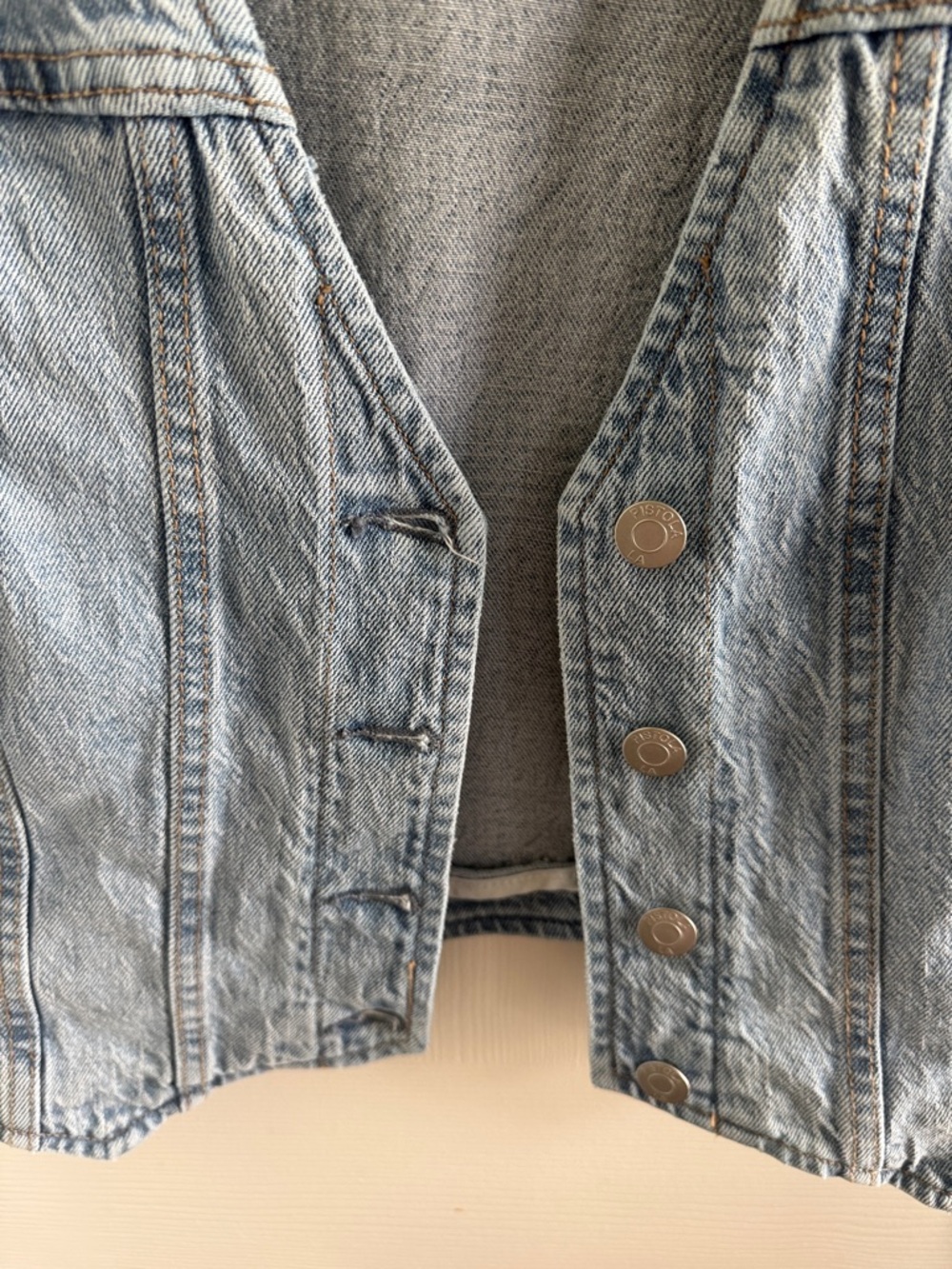 pistola Light Blue Denim Button-Front Vest - Picture 3 of 6